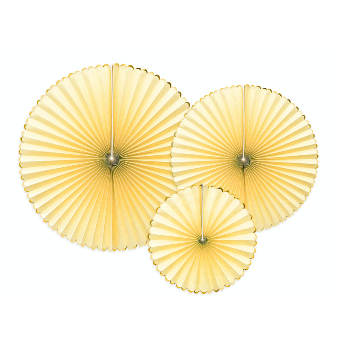 Kit abanicos amarillo borde dorado