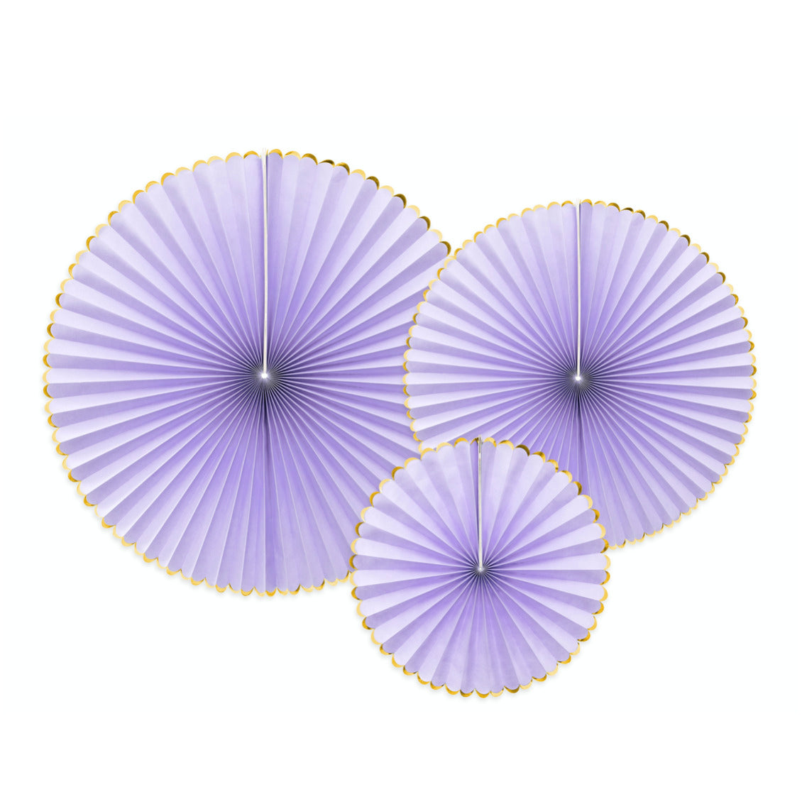 Kit abanicos lila borde dorado