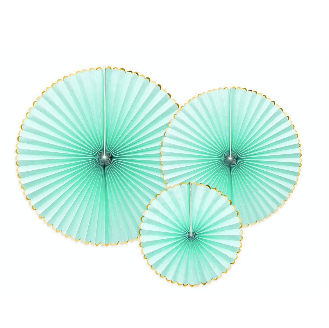Kit abanicos mint borde dorado