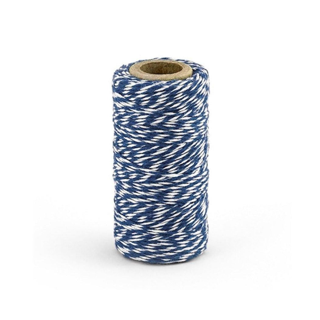 cordón bicolor baker's twine azul marino y blanco