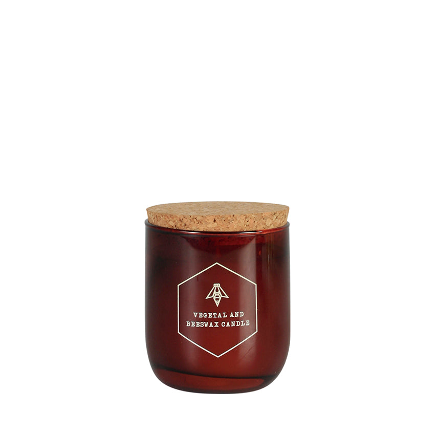 Vela de miel en vaso rústico