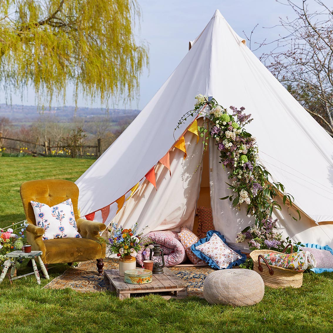 Guirnalda de algodón amarillo - naranja