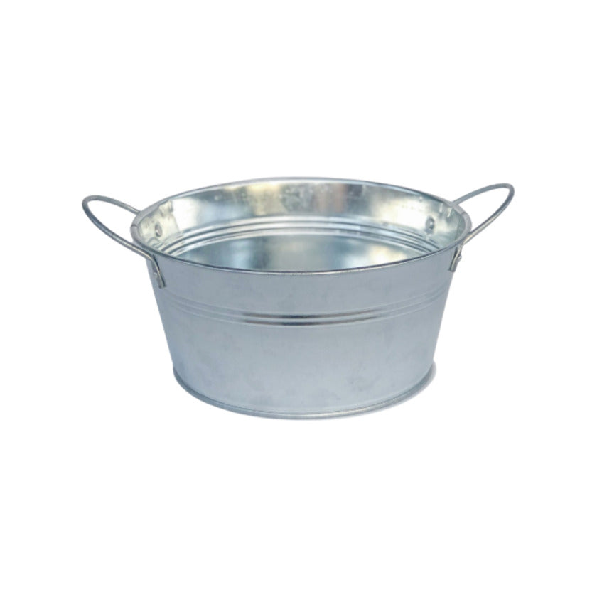 palangana metálica pequeña de zinc